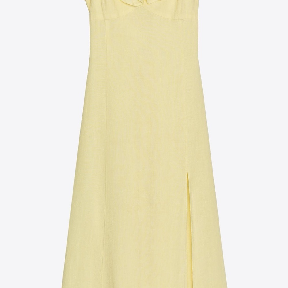 Zara Strapless Yellow Dress with Ruffle Detail - Picture 2 of 4
